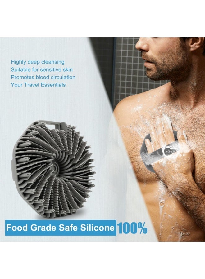 Premium Silicone Body Scrubber - Gentle Exfoliating Brush with Non-Slip Handle for All Skin Types (Grey) - Image 5
